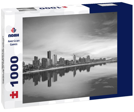 Noah Jigsaw Puzzle Drone aerial view of downtown Montgomery Alabama AL skyline in black white 1000 pieces