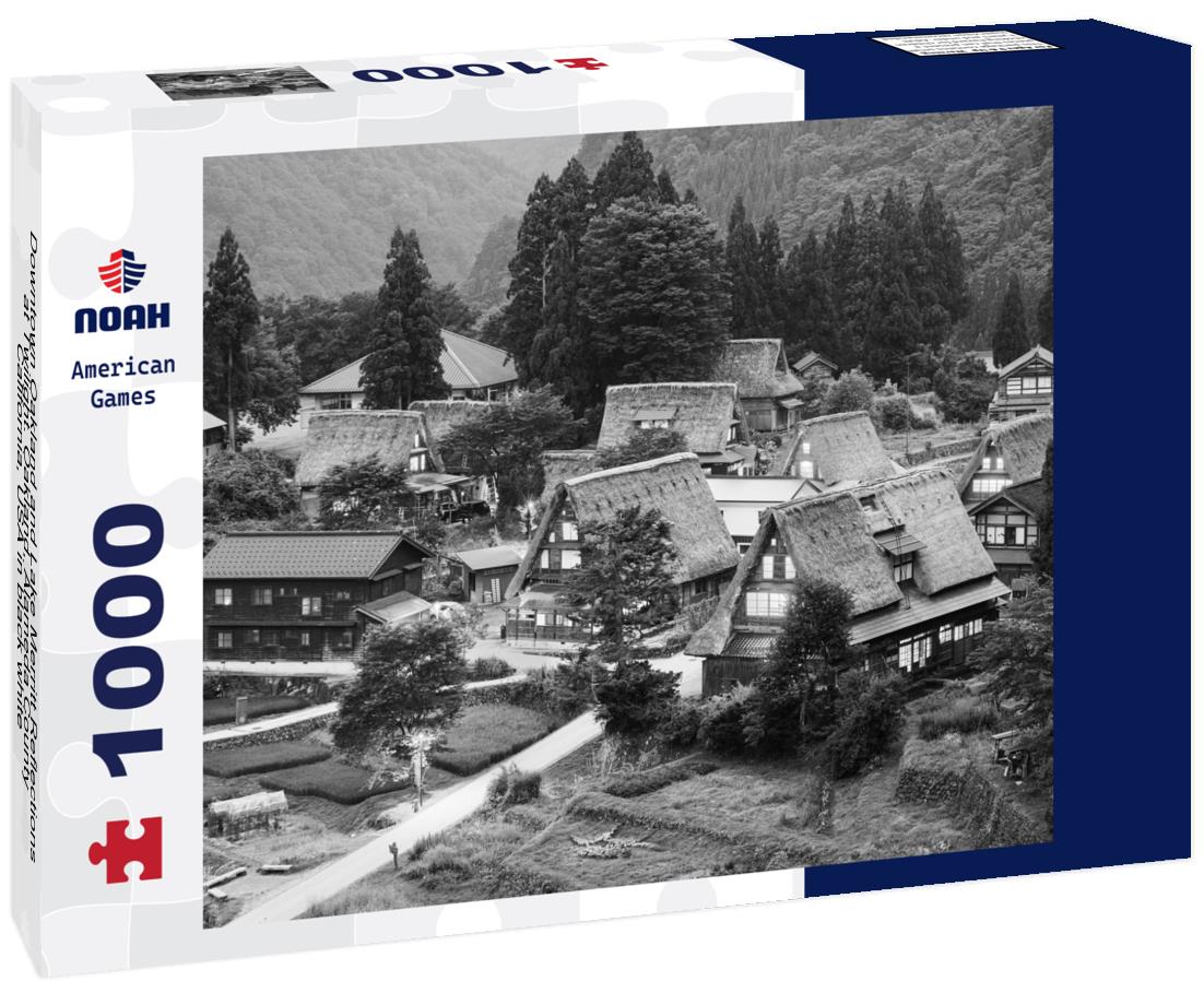 Noah Jigsaw Puzzle Downtown Oakland and Lake Merritt Reflections at Twilight. Oakland, Alameda County, California, USA in black white 1000 pieces