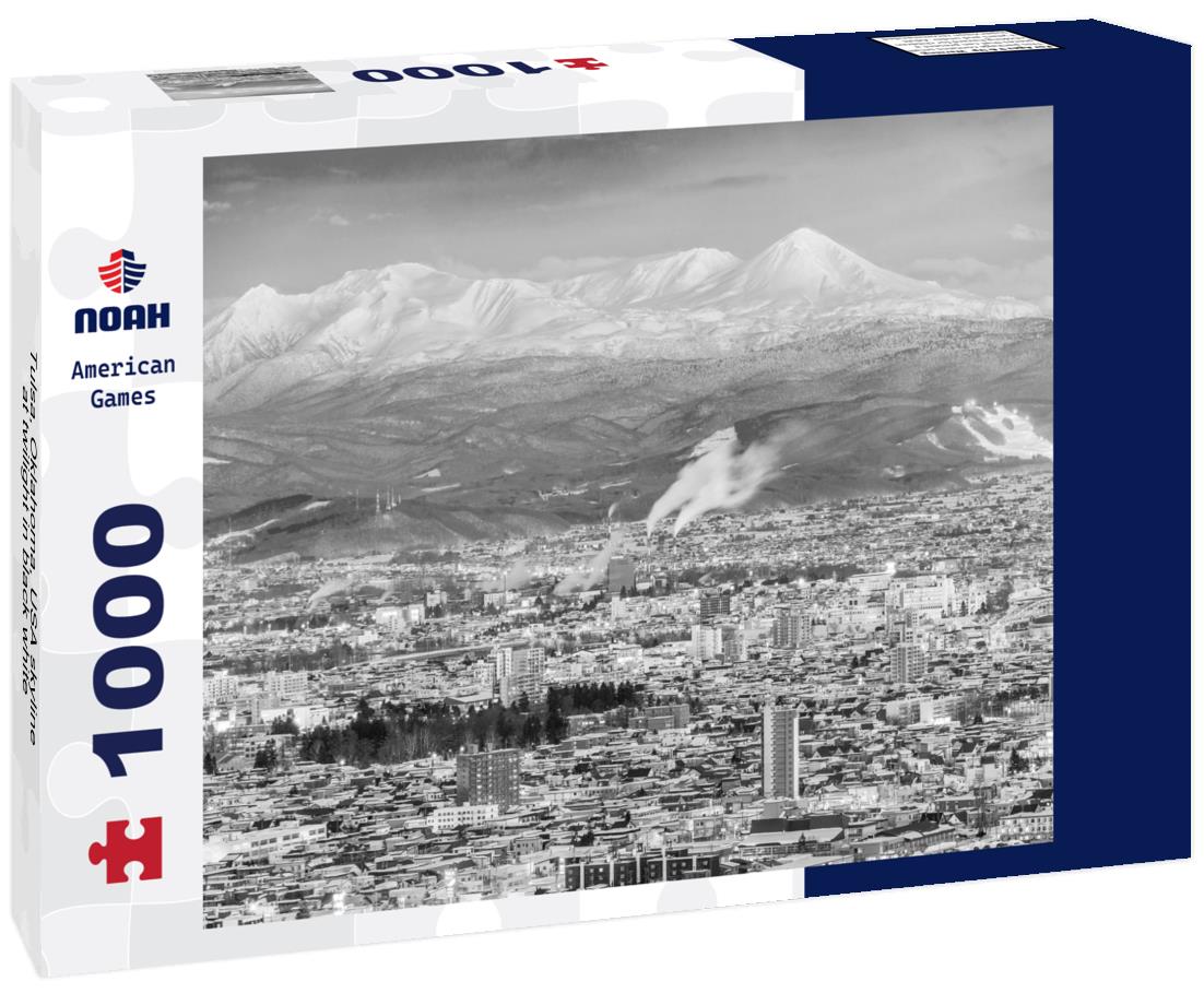 Noah Jigsaw Puzzle Tulsa, Oklahoma, USA skyline at twilight in black white 1000 pieces
