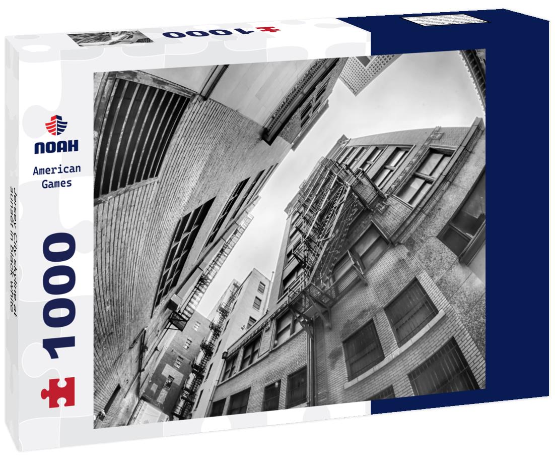 Noah Jigsaw Puzzle Jersey City skyline at sunset in black white 1000 pieces