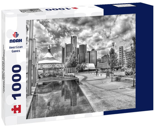 Noah Jigsaw Puzzle Tlaquepaque picturesque churches during high season in black white 1000 pieces