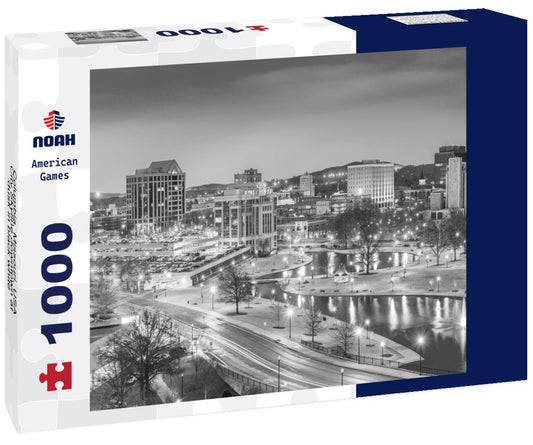 Noah Jigsaw Puzzle Columbia, Missouri, USA City Skyline downtown at dusk in black white 1000 pieces