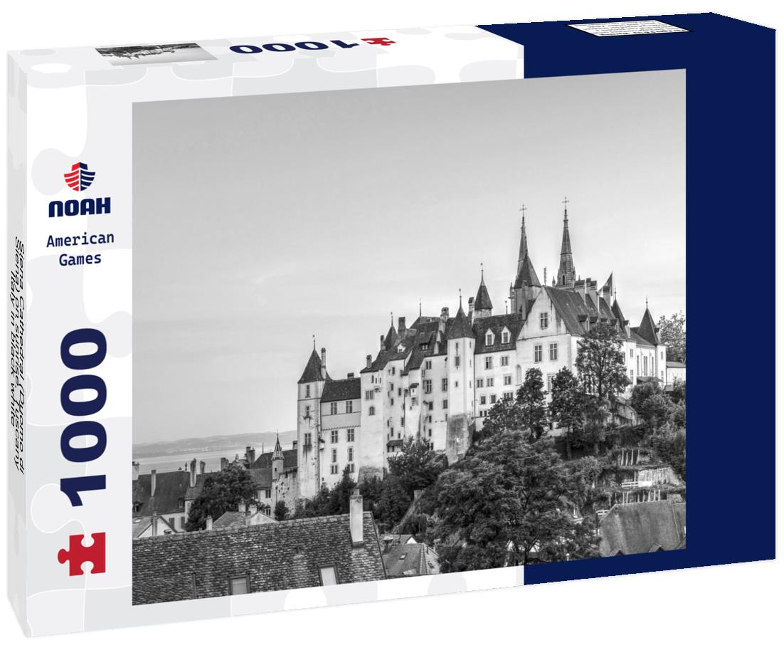 Noah Jigsaw Puzzle Siena Cathedral (Duomo di Siena) on sunrise, Tuscany, Italy in black white 1000 pieces