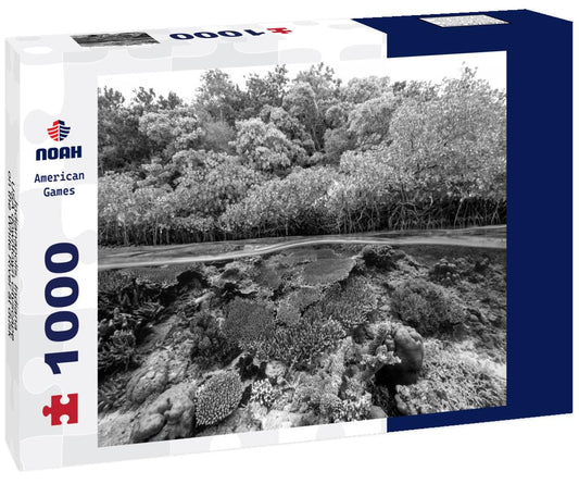 Noah Jigsaw Puzzle Indianapolis, Indiana, USA downtown cityscape on the White River at dusk in black white 1000 pieces