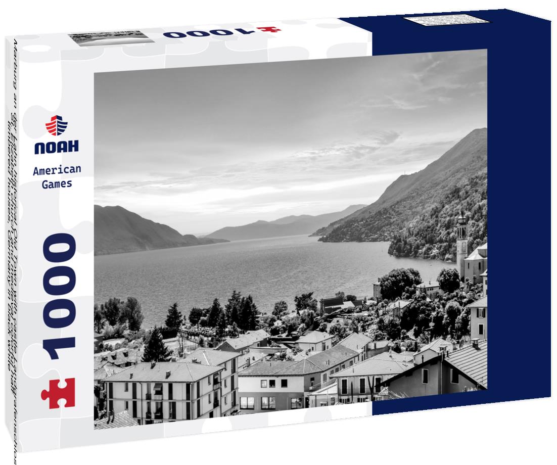 Noah Jigsaw Puzzle Marburg an der Lahn historical Old Town with castle Landgrafenschloss, St. Elizabeth church and medieval colorful half-timbered houses, Germany in black white 1000 pieces