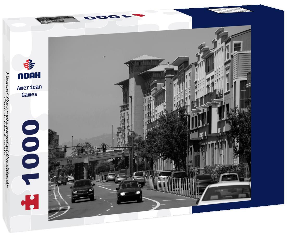 Noah Jigsaw Puzzle View of the rocky coast of the Atlantic Ocean. USA. Maine Acadia National Park in black white 1000 pieces