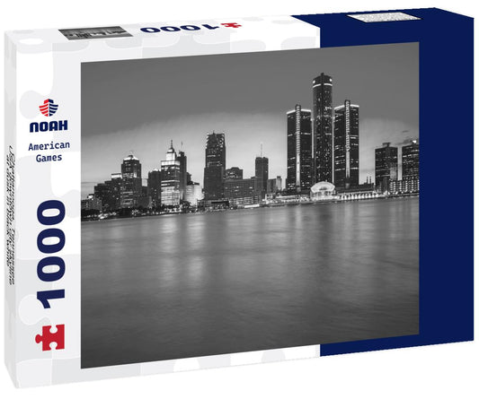 Noah Jigsaw Puzzle Chattanooga, Tennessee, USA downtown city skyline at dusk in black white 1000 pieces