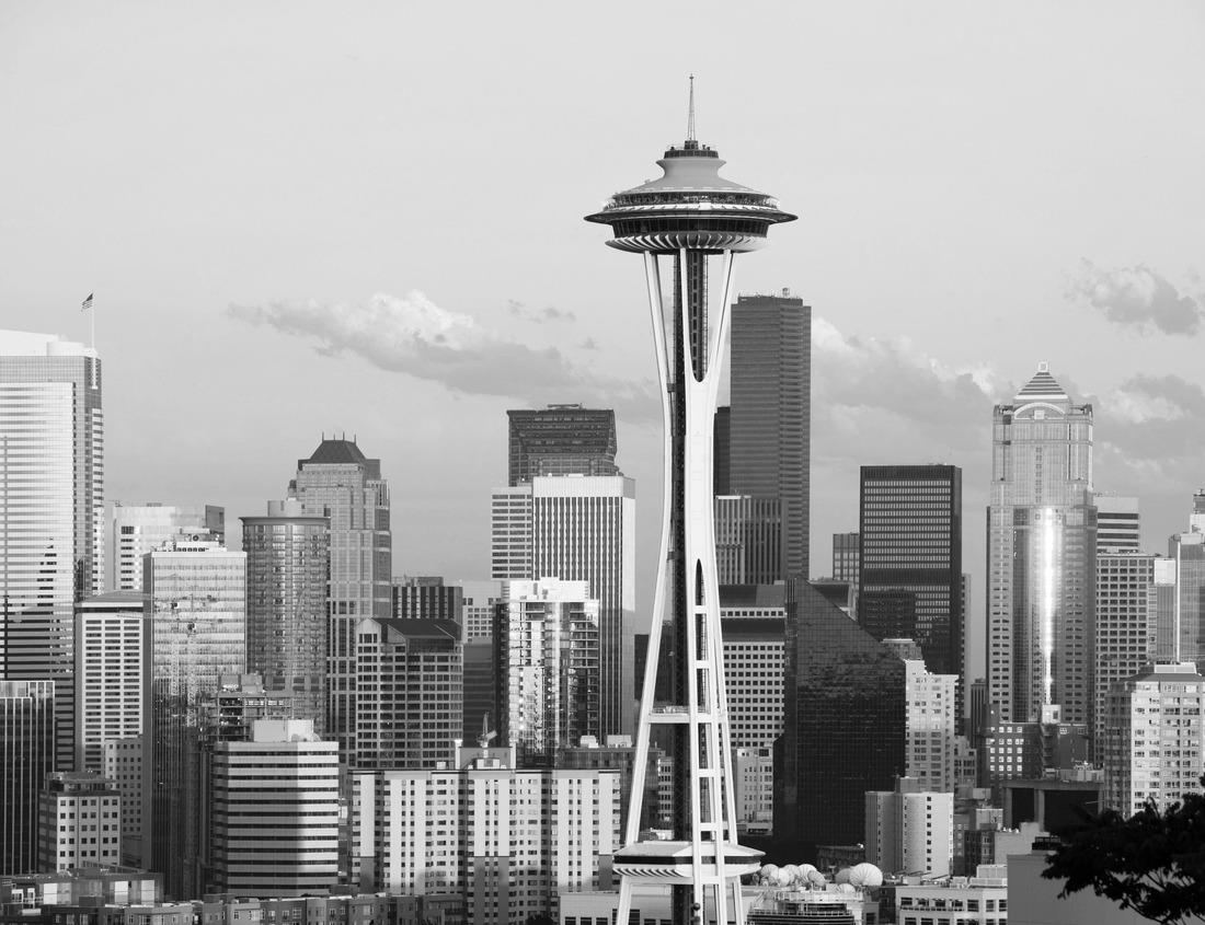 Noah Jigsaw Puzzle Denver skyline and the Pikes Peak at sunset in black white 1000 pieces