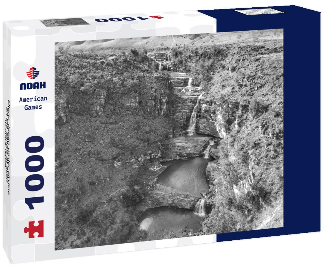 Noah Jigsaw Puzzle Otaru, Japan winter skyline on the canals at dusk in black white 1000 pieces