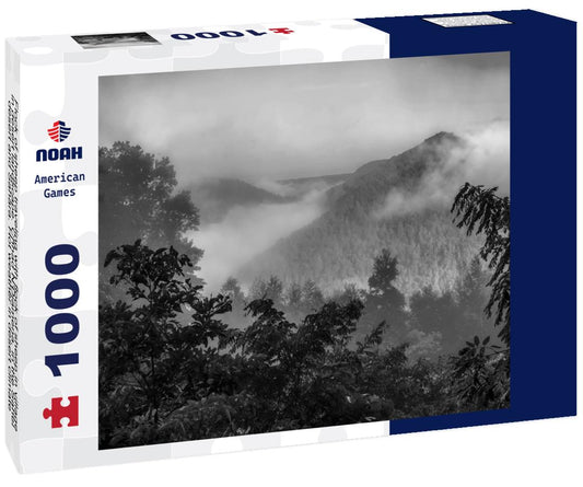 Noah Jigsaw Puzzle Flock of sheep traveling with flock of sheep in village in desert landscape. Chhad N'Djamena, in the Sahel desert and Sahara. Hot weather in desert climate at Chari River, Chad in black white 1000 pieces