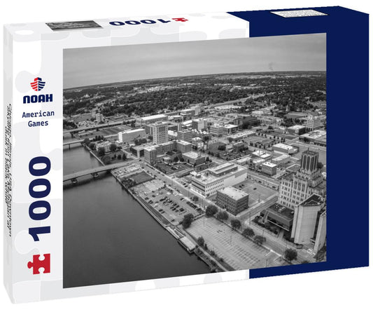 Noah Jigsaw Puzzle Chicago, Illinois, USA Downtown Skyline from Lake Michigan at dusk in black white 1000 pieces