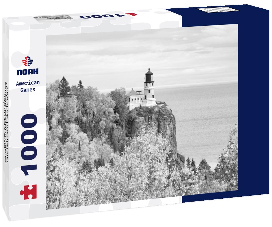 Noah Jigsaw Puzzle View at the Town hall and Garibaldi obelisk in Fidenza, Italy in black white 1000 pieces