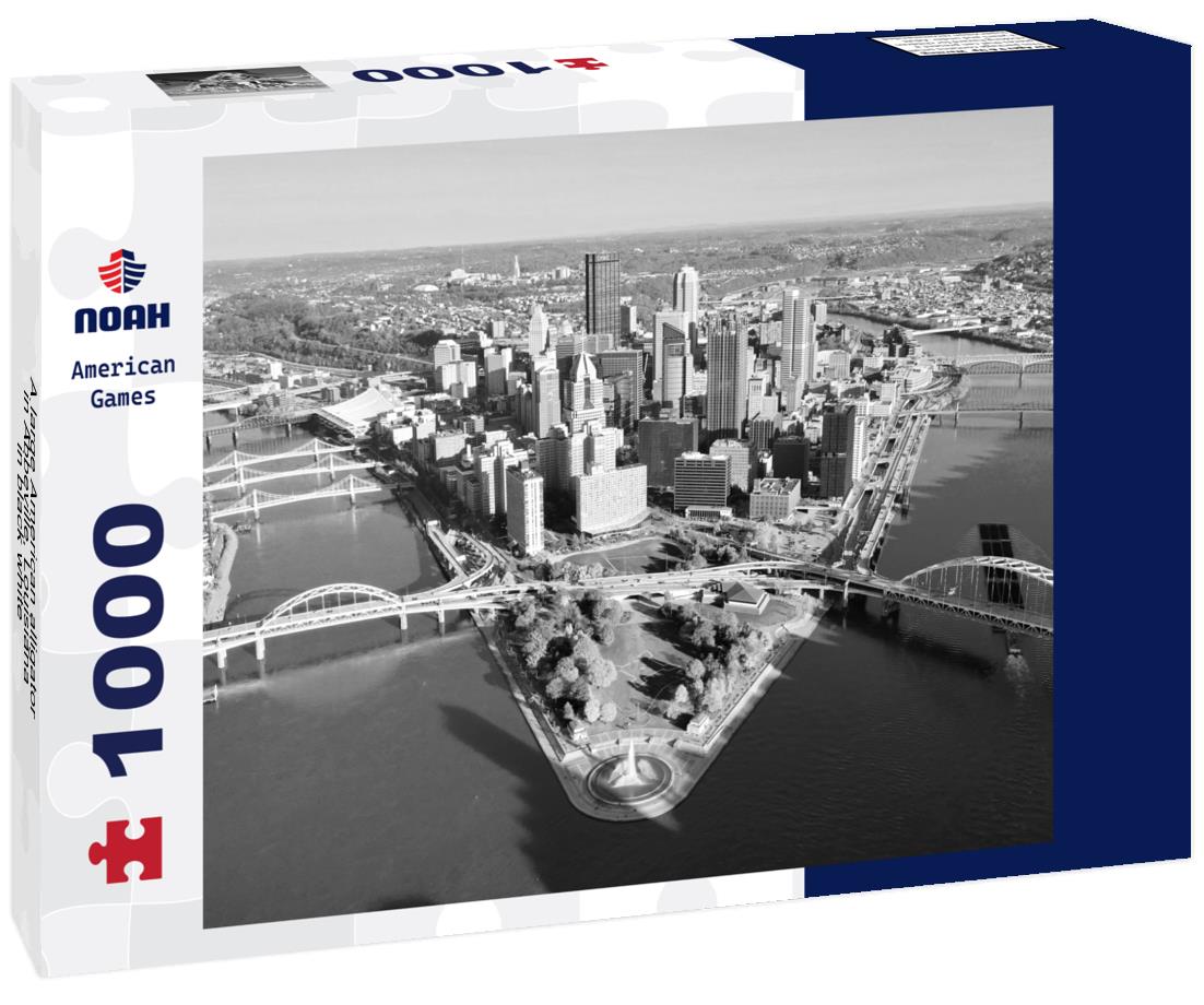 Noah Jigsaw Puzzle A large American alligator in Abbeville, Louisiana in black white 1000 pieces