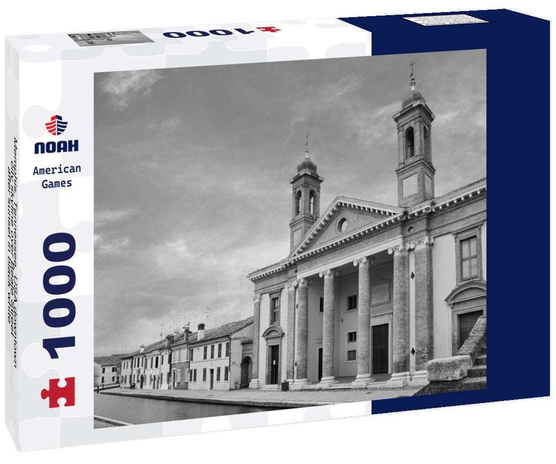 Noah Jigsaw Puzzle Memphis, Tennessee, USA downtown city skyline over Beale Street after sunset in black white 1000 pieces