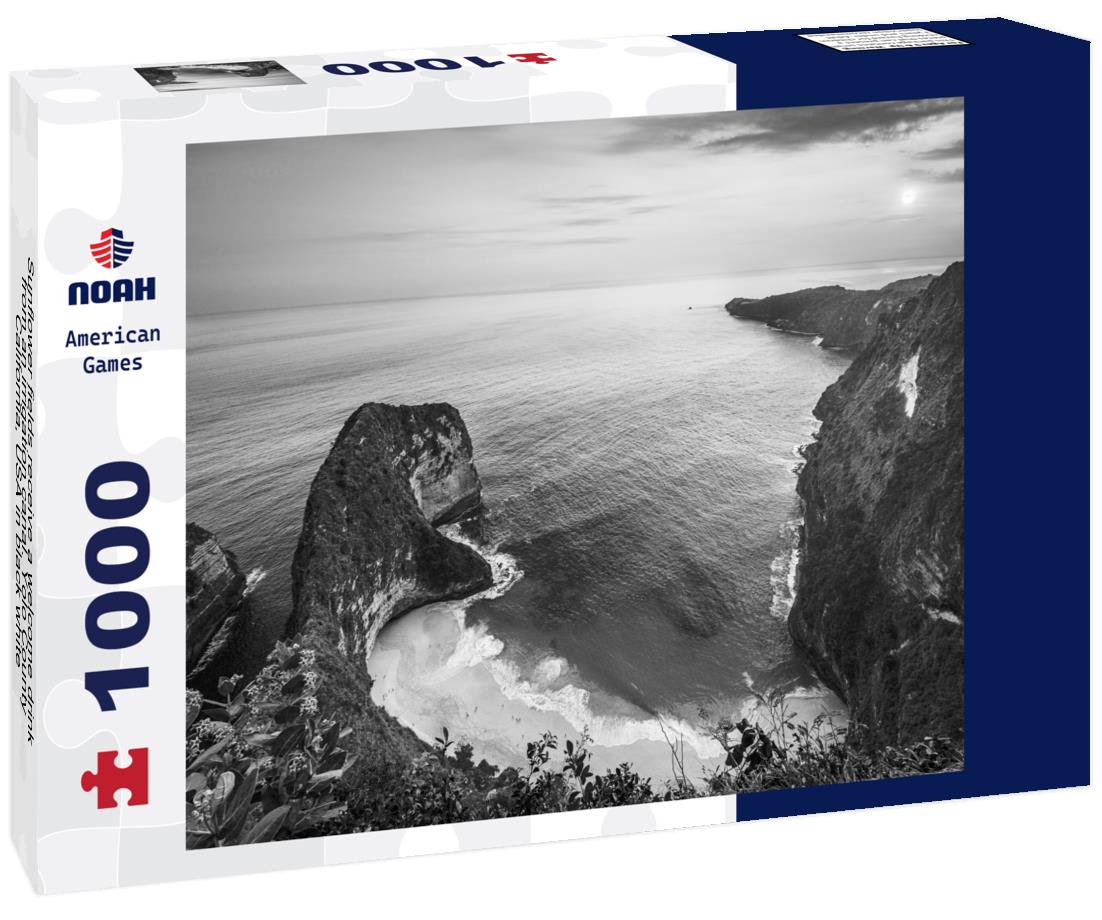 Noah Jigsaw Puzzle Sunflower fields receive a welcome drink from an irrigation canal. Yolo County, California, USA in black white 1000 pieces