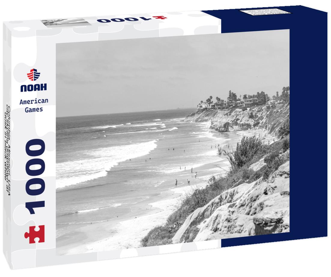 Noah Jigsaw Puzzle Columbia, Missouri, USA city skyline downtown at dusk in black white 1000 pieces