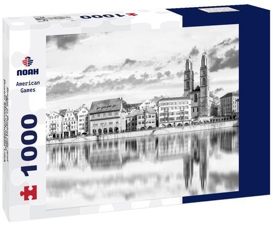 Noah Jigsaw Puzzle Bridge in Boston city and Boston city skyline, Boston Massachusetts USA in black white 1000 pieces