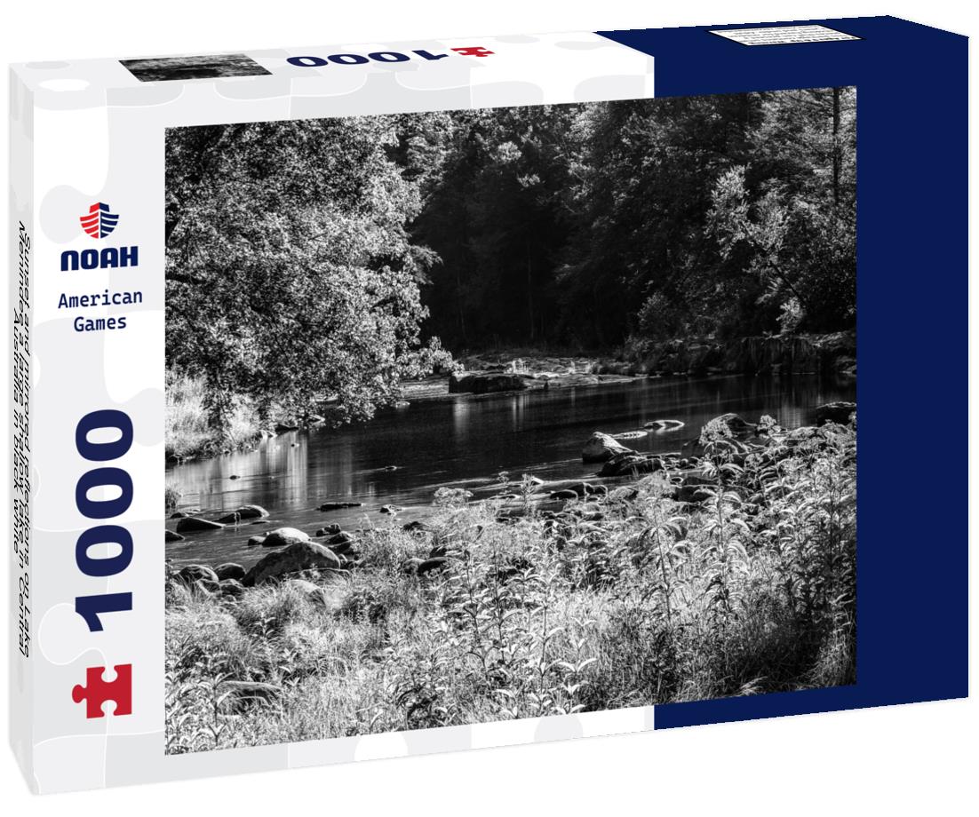 Noah Jigsaw Puzzle Sunset and mirrored reflections on Lake Menindee a large shallow lake in Central Australia in black white 1000 pieces
