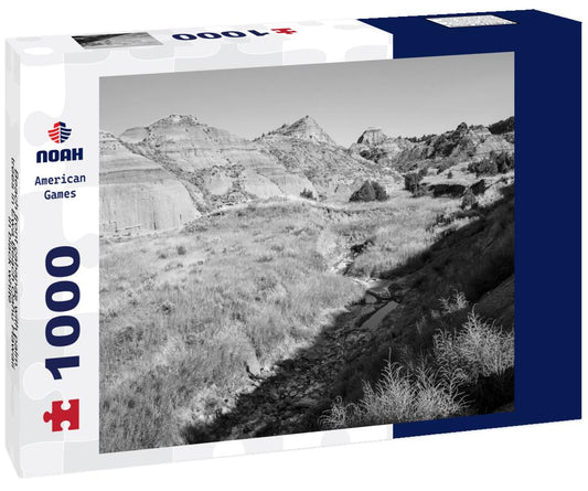 Noah Jigsaw Puzzle Beach front cabanas with palm trees in Ewa Beach Oahu Hawaii in black white 1000 pieces