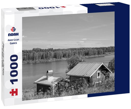 Noah Jigsaw Puzzle Rienz river in old town of Bruneck, South Tyrol in black white 1000 pieces