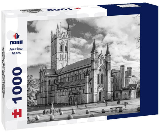 Noah Jigsaw Puzzle Buckfast Abbey Church in Buckfastleigh, Devon, England. in black white 1000 pieces