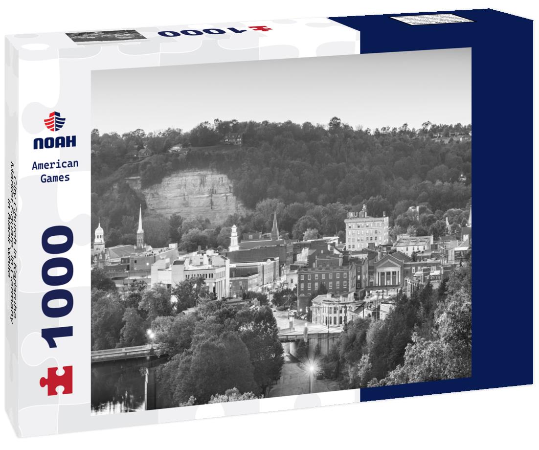 Noah Jigsaw Puzzle City Church in Karlsruhe, Market Square, in Germany in black white 1000 pieces