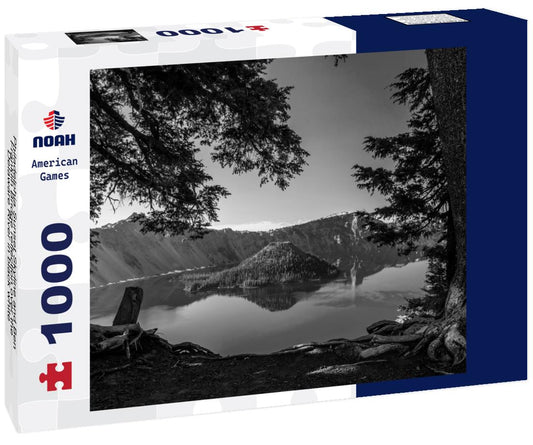 Noah Jigsaw Puzzle Philadelphia Sunset Skyline and Ben Franklin Bridge reflection over the Delaware River in black white 1000 pieces