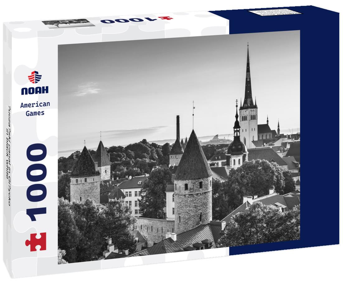 Noah Jigsaw Puzzle Luczanski canal in Gizycko in black white 1000 pieces