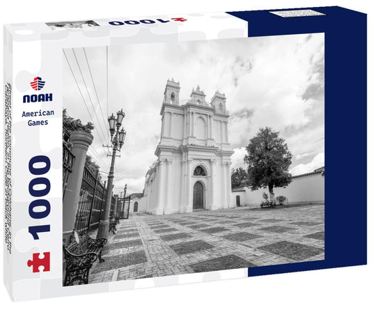 Noah Jigsaw Puzzle Street of the commune of Colchane, in the Tarapaca region, in the background Cerro Carabaya, northern Chile in black white 1000 pieces