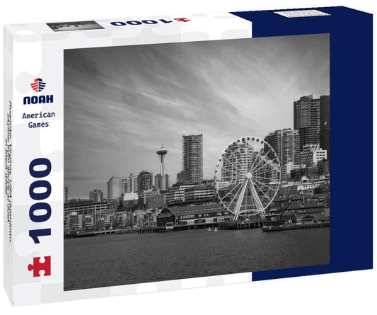 Noah Jigsaw Puzzle Roanoke, Virginia, USA downtown skyline from above at dusk in black white 1000 pieces