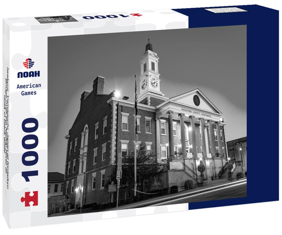 Noah Jigsaw Puzzle Iwakuni, Yamaguchi, Japan at Kintaikyo Bridge over the Nishiki River at dusk in black white 1000 pieces