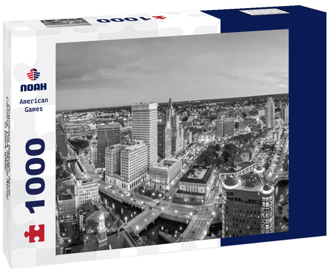 Noah Jigsaw Puzzle Downtown Raleigh, North Carolina, USA Skyline Aerial in black white 1000 pieces
