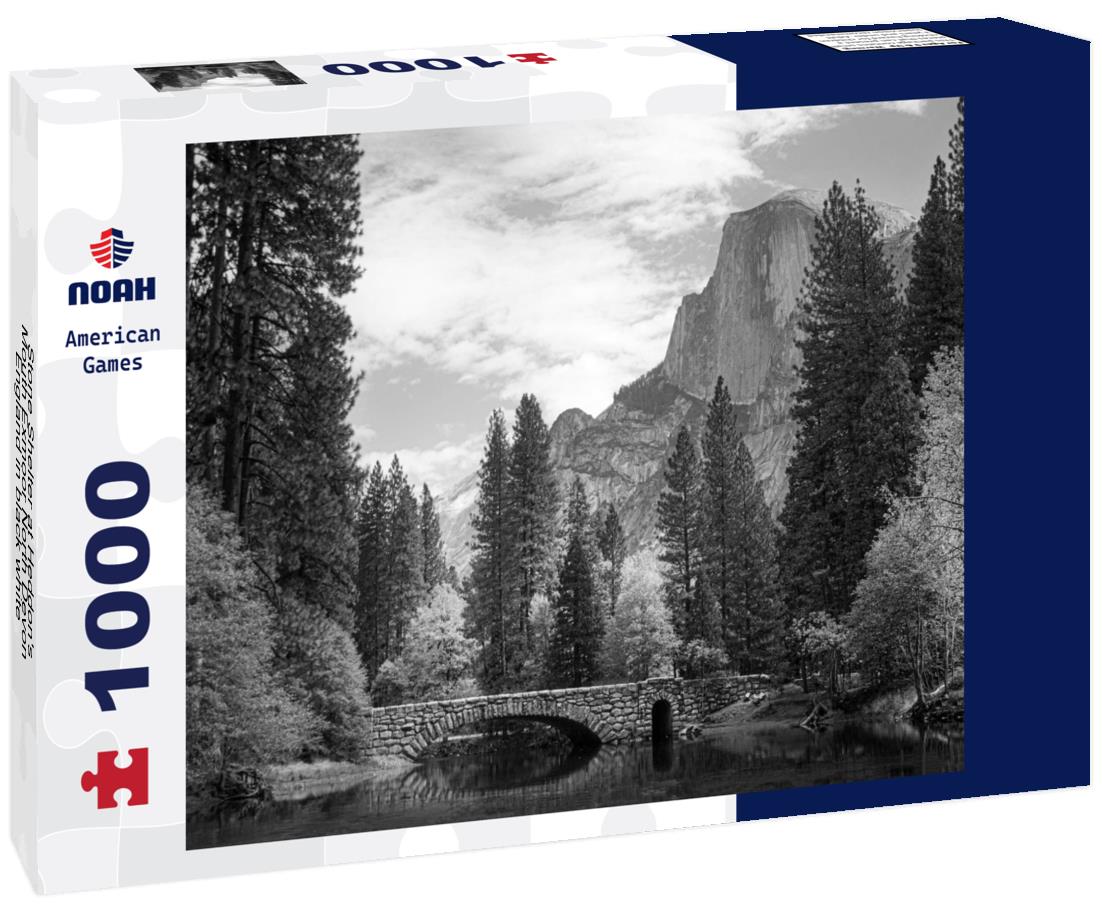 Noah Jigsaw Puzzle Stone Shelter at Heddon's Mouth Exmoor North Devon England in black white 1000 pieces