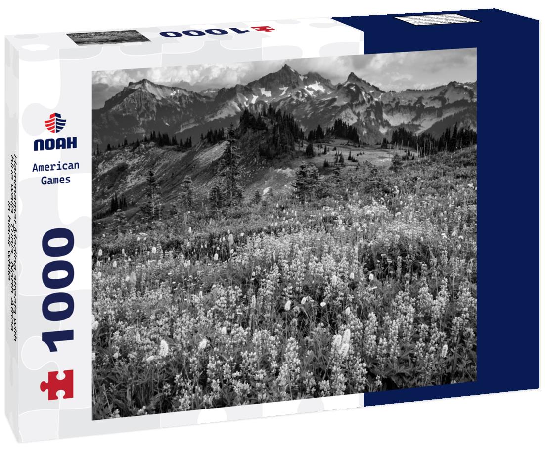 Noah Jigsaw Puzzle Hammamet Medina streets with blue walls. Tunis, North Africa in black white 1000 pieces