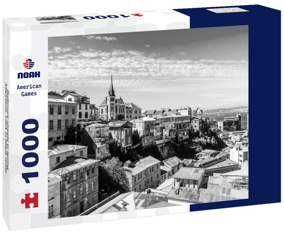 Noah Jigsaw Puzzle Baltimore streets in spring, Maryland, USA in black white 1000 pieces