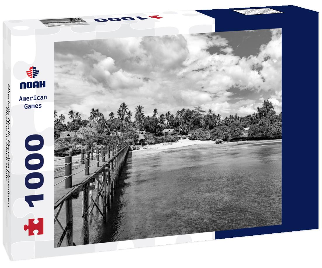 Noah Jigsaw Puzzle Charlotte North Carolina Downtown Skyline in black white 1000 pieces