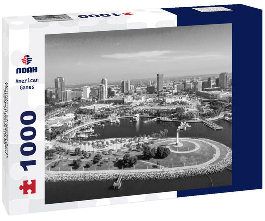 Noah Jigsaw Puzzle Downtown Charlotte North Carolina from First Ward Park in black white 1000 pieces