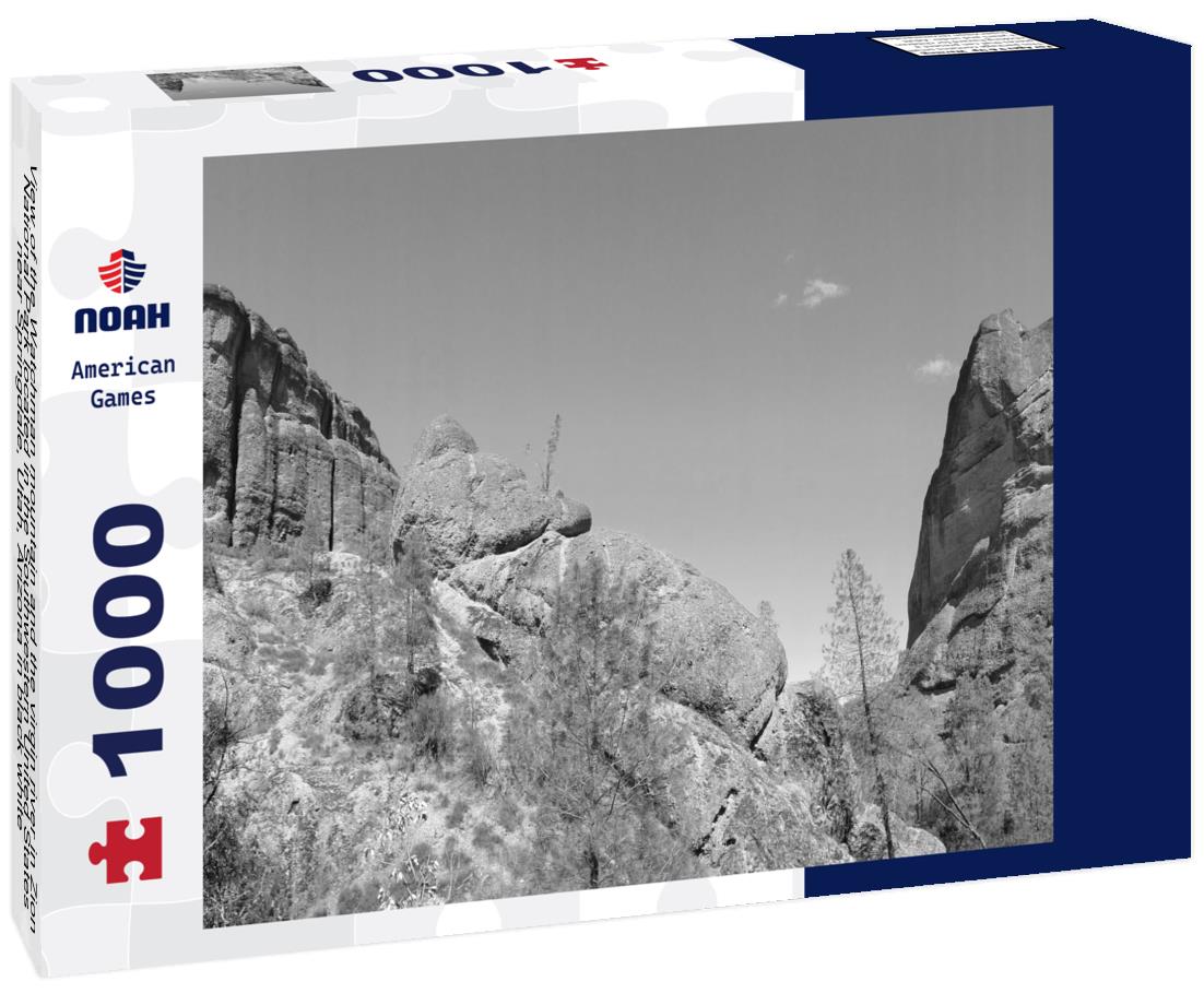 Noah Jigsaw Puzzle View of the Watchman mountain and the virgin river in Zion National Park located in the Southwestern United States, near Springdale, Utah, Arizona in black white 1000 pieces