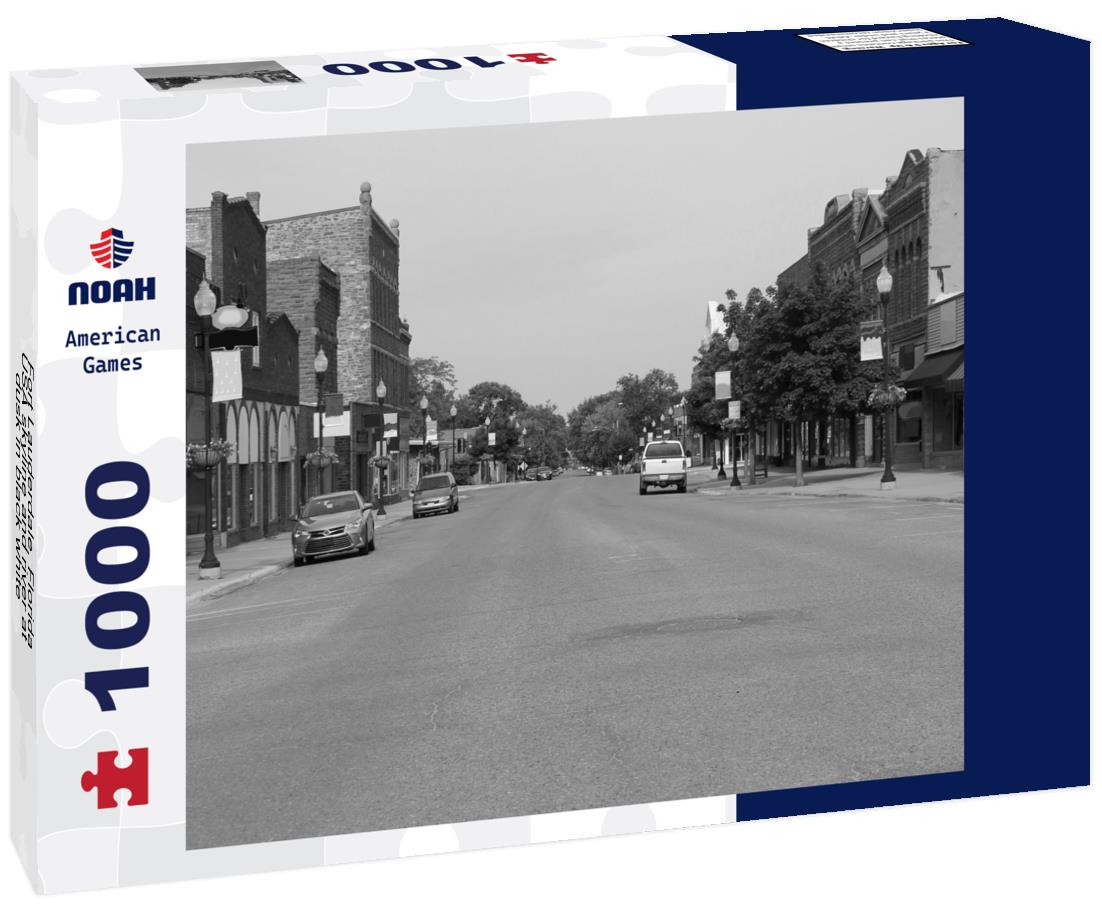 Noah Jigsaw Puzzle Fort Lauderdale, Florida, USA skyline and river at dusk in black white 1000 pieces