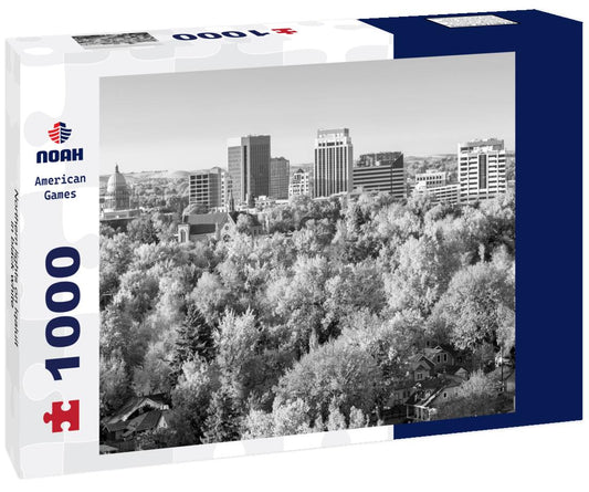 Noah Jigsaw Puzzle Northern lights on Iqaluit in black white 1000 pieces