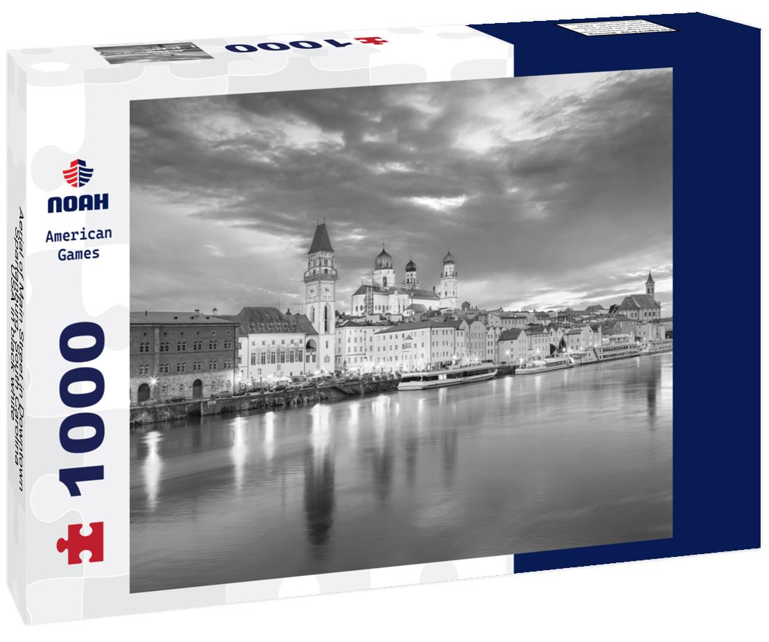 Noah Jigsaw Puzzle Aerial of Main Street in Downtown Spartanburg, South Carolina, USA in black white 1000 pieces