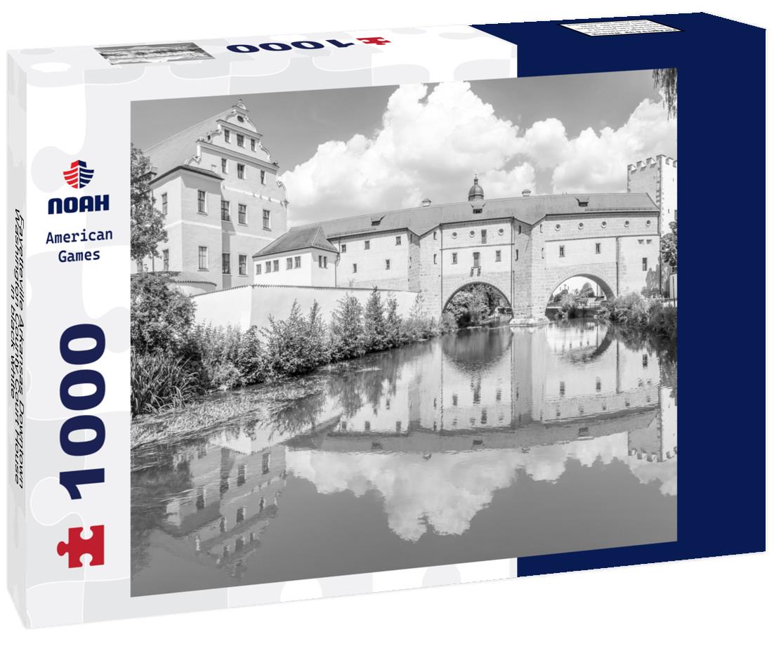 Noah Jigsaw Puzzle Fayetteville Arkansas Downtown Washington County Court House in black white 1000 pieces