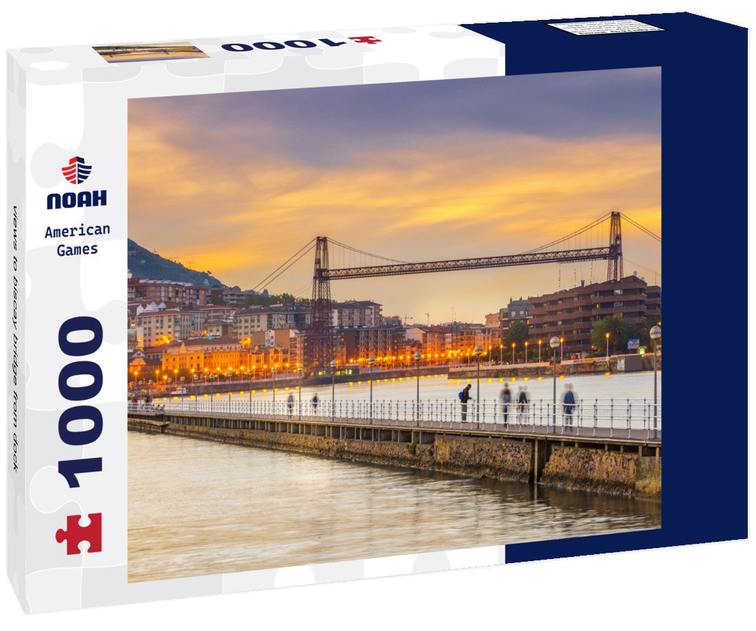 Biscay Bridge (Vizcaya Bridge) viewed from a dock in Portugalete, Spain. 1000pc PuzzleBlack and White
