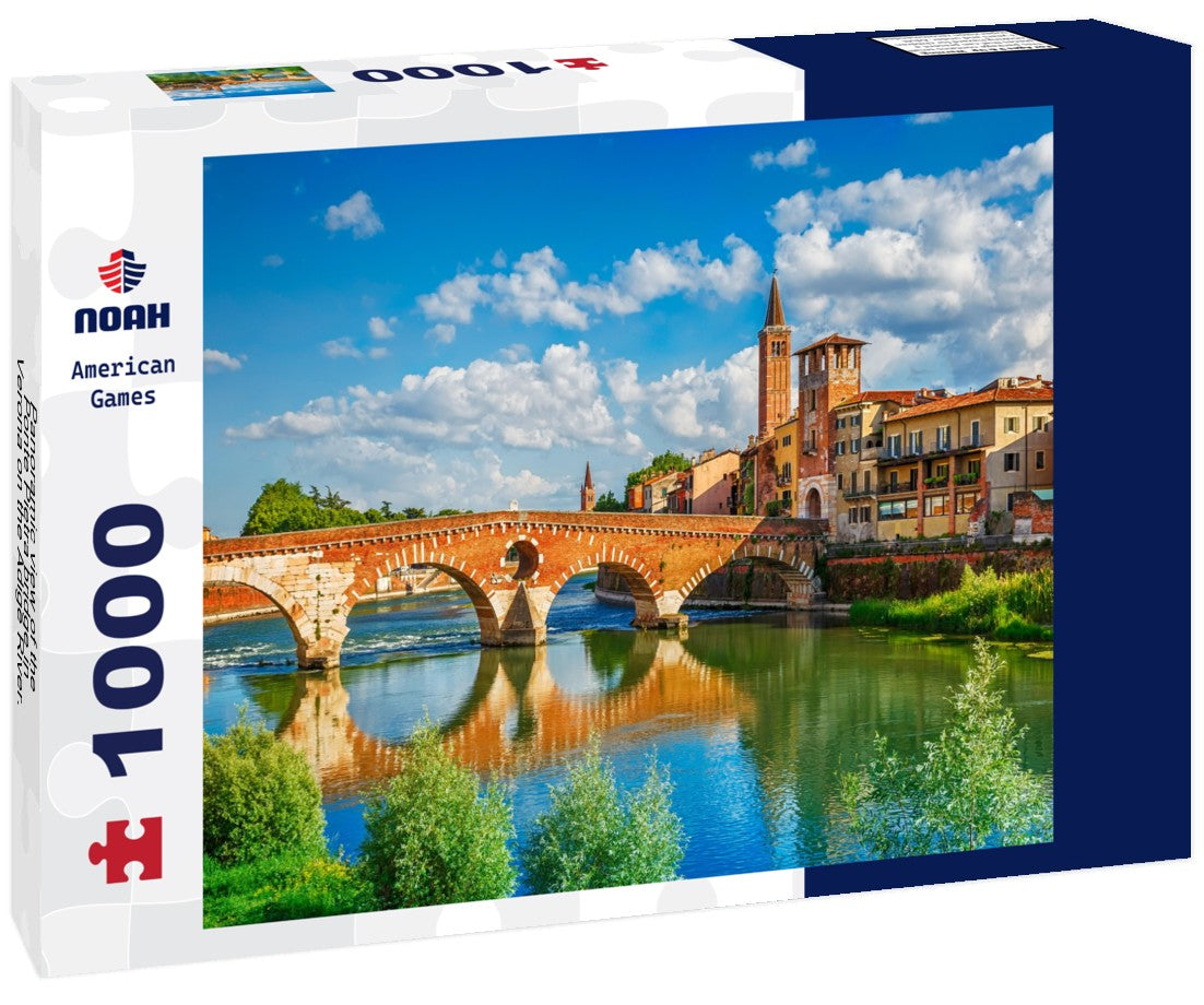 the Ponte Pietra bridge in Verona on the Adige river, Veneto, Italy. 1000pc PuzzleBlack and White