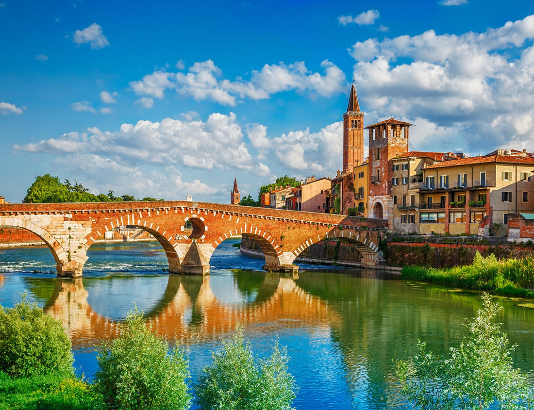 the Ponte Pietra bridge in Verona on the Adige river, Veneto, Italy. 1000pc PuzzleBlack and White