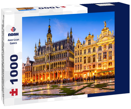 Noah Jigsaw Puzzle Brussels, Belgium. Big night scene of Grand Place and Maison du Roi, one of Europe's most beautiful historic squares and an unmissable sight of Brussels attractions 1000 pieces