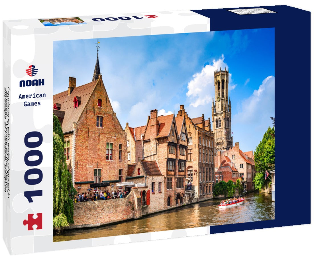 Noah Jigsaw Puzzle Landscape with water channel in Bruges, “Venice of the North”, cityscape of Flanders, Belgium 1000 pieces