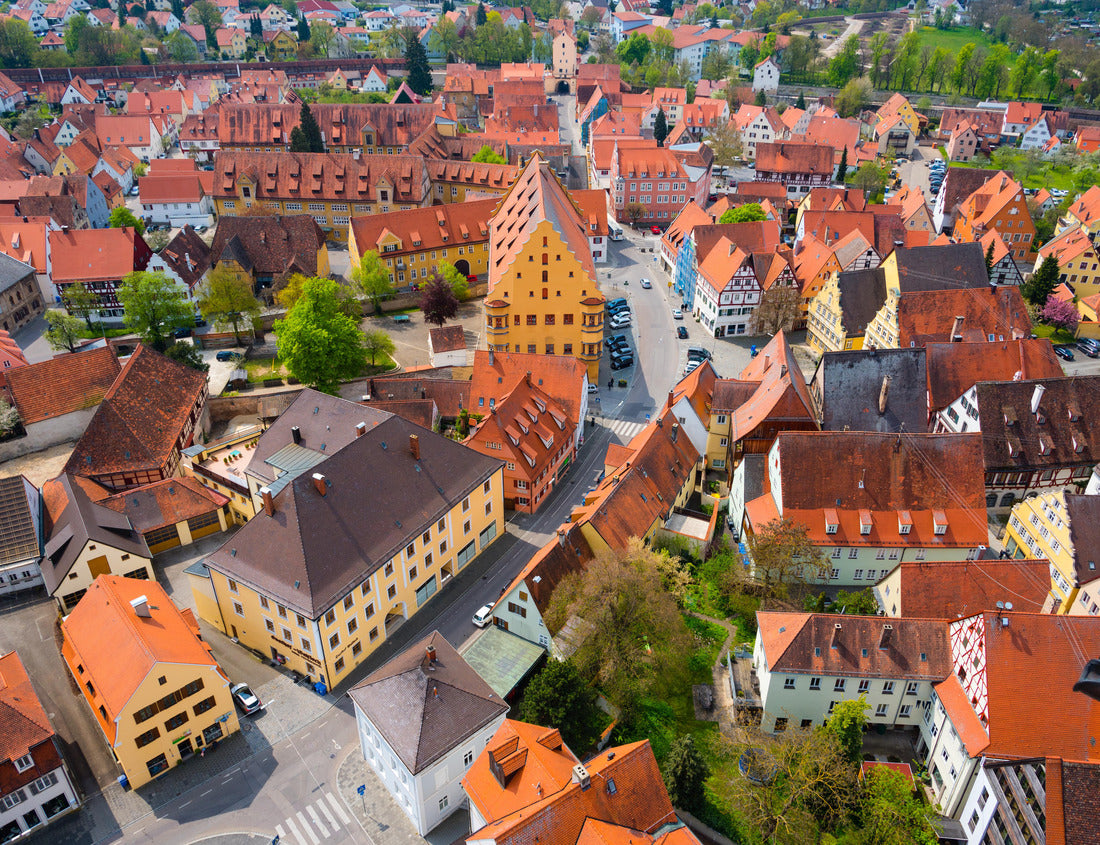 Nördlingen, Germany, is viewed from St. Georgs Church using a tilt-shift effect. 1000pc PuzzleBlack and White