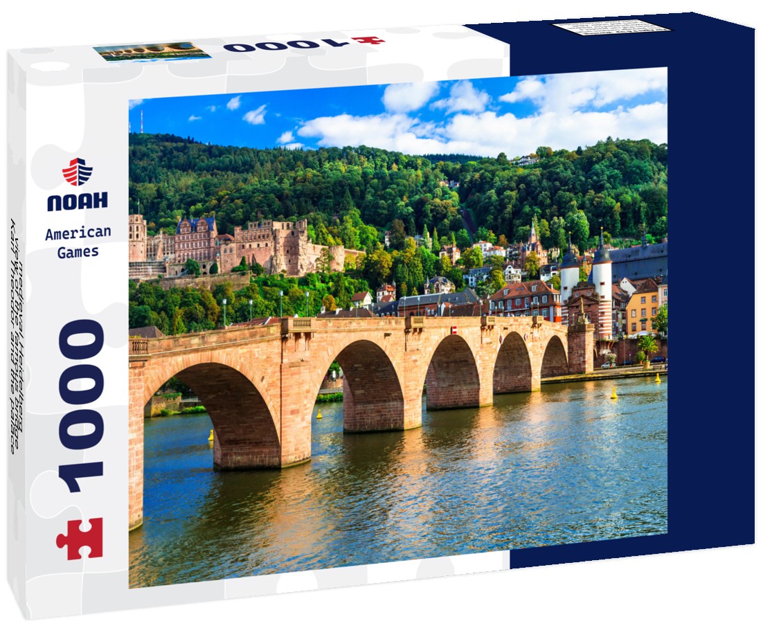 Noah Jigsaw Puzzle medieval Heidelberg - view of the famous bridge Karl Theodor and the palace 1000 pieces
