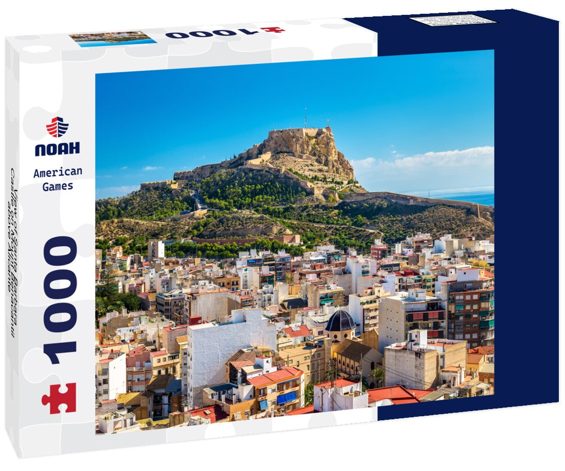 Santa Barbara Castle on Mount Benacantil overlooks Alicante, Spain. 1000pc PuzzleBlack and White